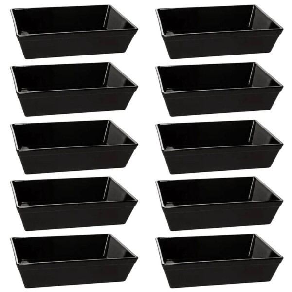 Encontraproduto.com.br - 10 Travessas Retangular 3l Preta Grande Servir a Mesa Salada Sobremesa Risoto Petisco Coza