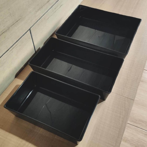 Encontraproduto.com.br - 10 Travessas Retangular 3l Preta Grande Servir a Mesa Salada Sobremesa Risoto Petisco Coza