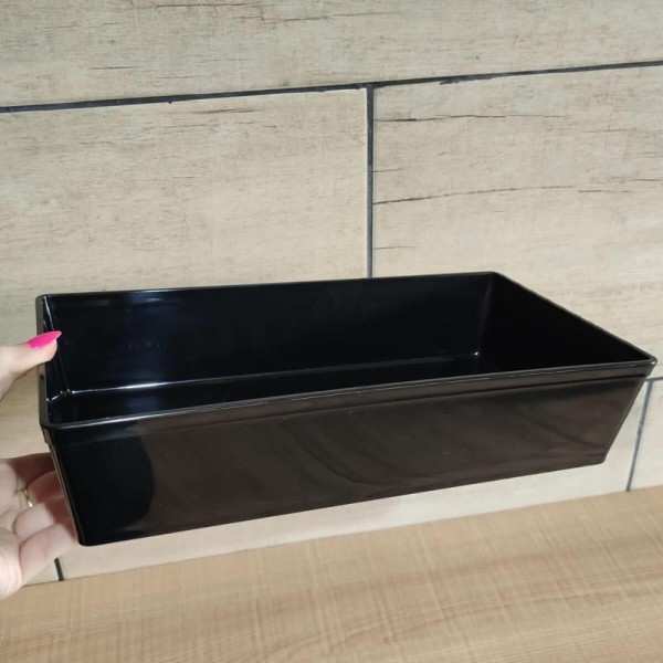 Encontraproduto.com.br - 10 Travessas Retangular 3l Preta Grande Servir a Mesa Salada Sobremesa Risoto Petisco Coza