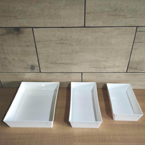 Encontraproduto.com.br - 10 Travessas Retangular 3l Branca Grande Servir a Mesa Salada Sobremesa Risoto Petisco Coza