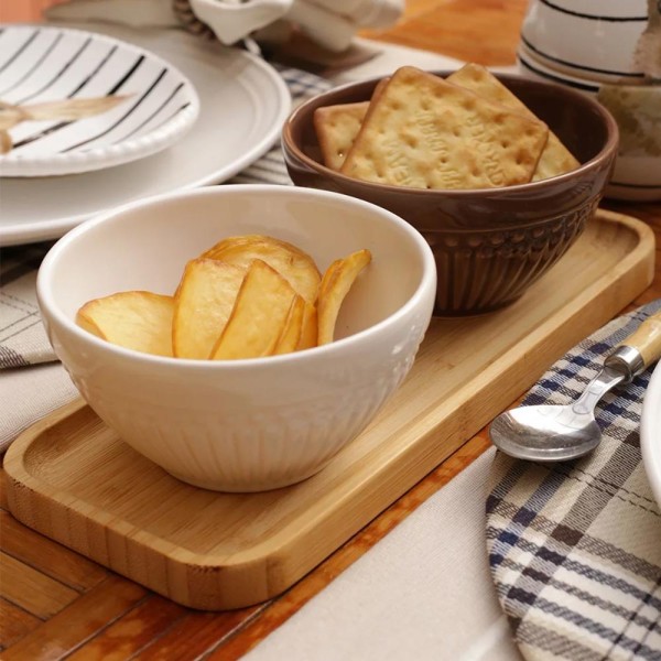 Encontraproduto.com.br - 20 Bandejas de Bambu Retangular para Cozinha 20x10cm Petisqueiras Multiuso Hire Lyor