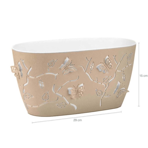 Encontraproduto.com.br - Kit 6 Cachepots Floreira De Mesa 4,1l Conjunto De Vasos Para Plantas Borboletas 3d Plasvale