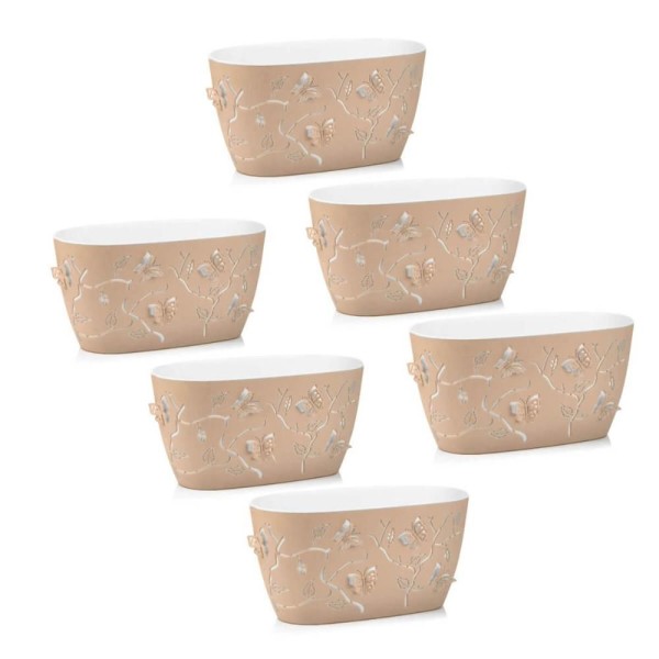Encontraproduto.com.br - Kit 6 Cachepots Floreira De Mesa 4,1l Conjunto De Vasos Para Plantas Borboletas 3d Plasvale