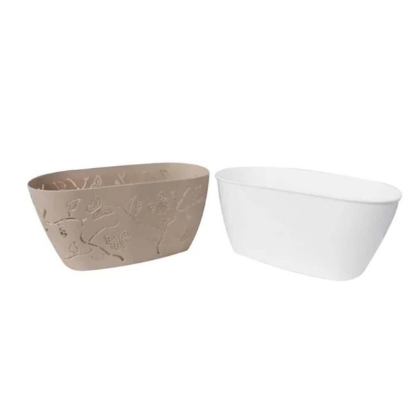 Encontraproduto.com.br - Kit 6 Cachepots Floreira De Mesa 4,1l Conjunto De Vasos Para Plantas Borboletas 3d Plasvale