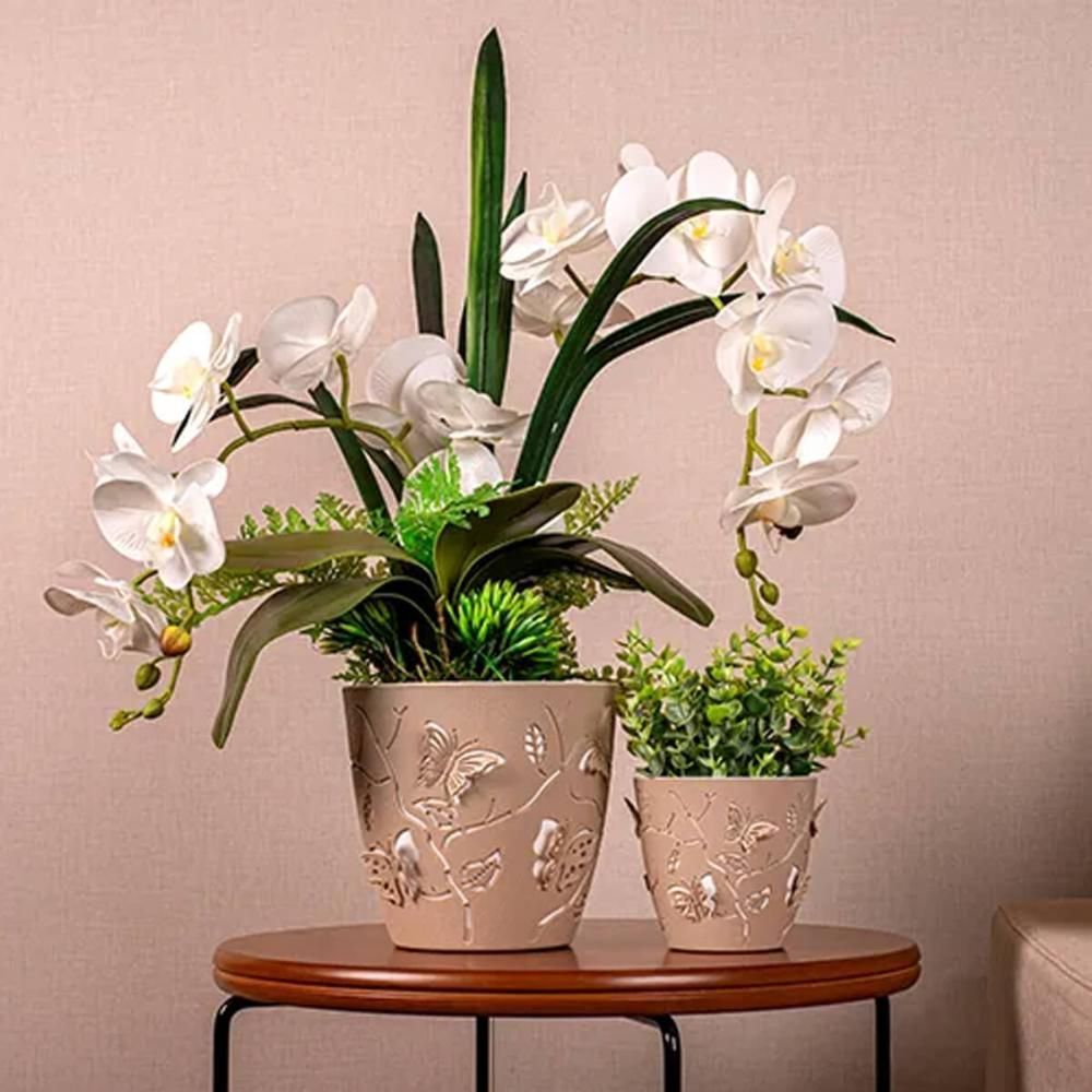 Encontraproduto.com.br - Kit Vasos De Plantas Flores 3 Cachepots Decorativos P M G Floreira De Mesa Plástico Plasvale