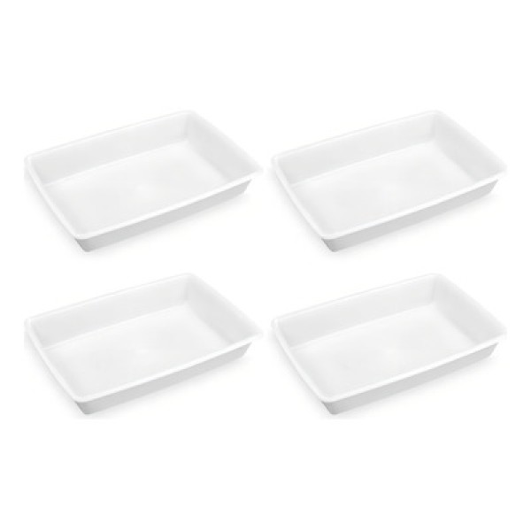Encontraproduto.com.br - 4 Bandejas Plásticas para Alimentos Retangular 7L Bacia Cozinha Açougue Plasvale