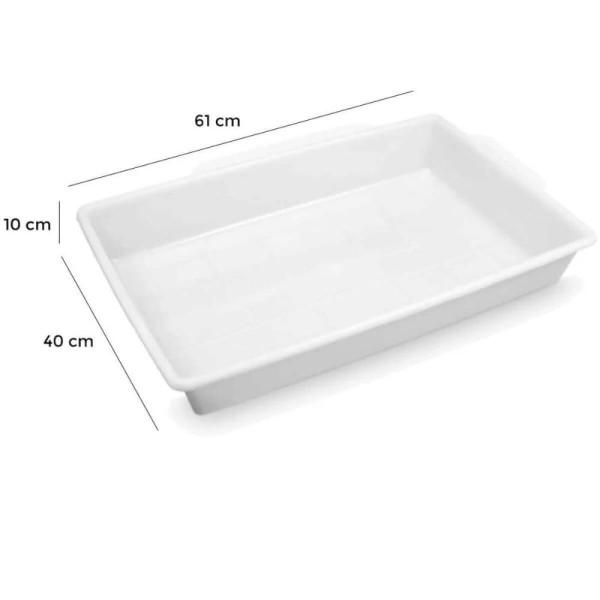 Encontraproduto.com.br - 5 Bandejas Plásticas para Açougue 40x61x10cm Alimentos 17L Grande Retangular Plasvale