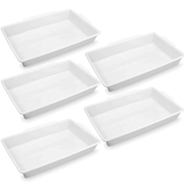 Encontraproduto.com.br - 5 Bandejas Plásticas para Açougue 40x61x10cm Alimentos 17L Grande Retangular Plasvale