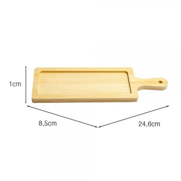 Encontraproduto.com.br - 12 Tábuas de Bambu 24x8cm Petisqueira Retangular Travessa Servir Multiuso UZ