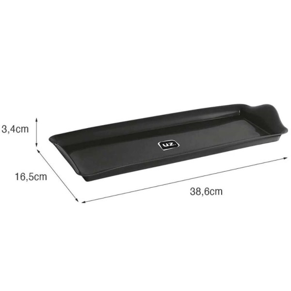 Encontraproduto.com.br - Kit 12 Bandejas Travessa Retangular 38x16cm Servir Plástico Petisqueiras Pretas Uz Utilidades