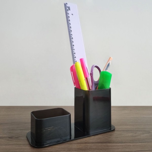 Encontraproduto.com.br - Kit 5 Porta Canetas E Clips Dellocolor Porta Objetos Organizador De Mesa Escritório Fumê