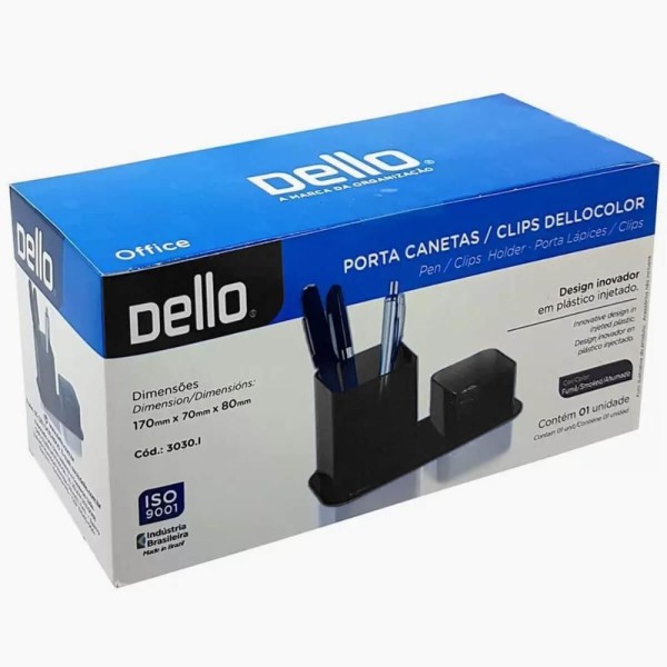 Encontraproduto.com.br - Kit 5 Porta Canetas E Clips Dellocolor Porta Objetos Organizador De Mesa Escritório Fumê