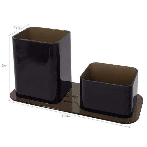Encontraproduto.com.br - Kit 5 Porta Canetas E Clips Dellocolor Porta Objetos Organizador De Mesa Escritório Fumê