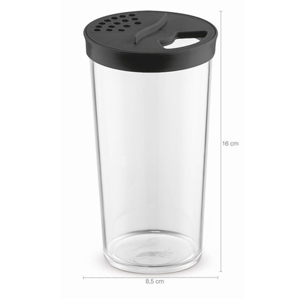 Encontraproduto.com.br - Kit 6 Farinheiros Porta Temperos Farofa Uz 500ml Condimentos Com Tampa De Dupla Abertura Pretos