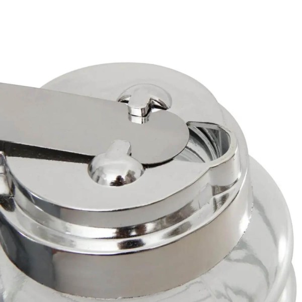 Encontraproduto.com.br - Kit 2 Meleiras De Vidro 150ml Com Dosador Potes Para Mel Lyor Transparentes Tampa Cromada