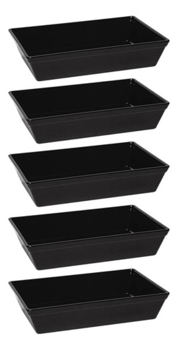 Encontraproduto.com.br - Kit 5 Travessas Retangulares 2,2l Pretas Salada Sobremesa Petisco Cozinha Restaurantes Coza