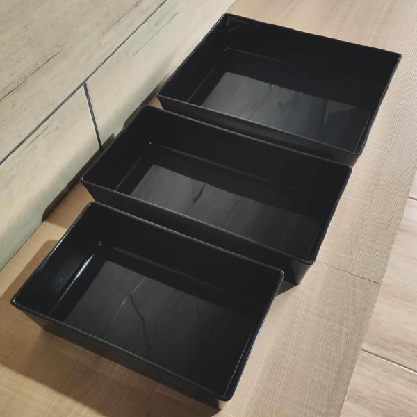 Encontraproduto.com.br - Kit 5 Travessas Retangulares 2,2l Pretas Salada Sobremesa Petisco Cozinha Restaurantes Coza