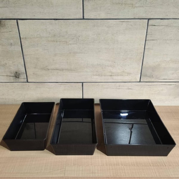 Encontraproduto.com.br - Kit 5 Travessas Retangulares 2,2l Pretas Salada Sobremesa Petisco Cozinha Restaurantes Coza