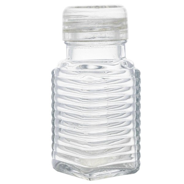 Encontraproduto.com.br - 2 Potes Lyor 80ml Temperos Quadrado de Vidro Saleiro Pimenteiro com Tampa Plástica