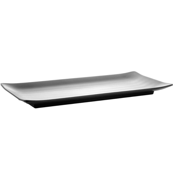 Encontraproduto.com.br - Kit 36 Travessas Servir Sushi Sashimi 35x16cm Comida Japonesa Melamina Pretas para Restaurante Bar Lancheria