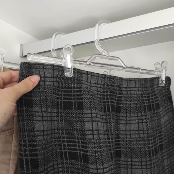 Encontraproduto.com.br - 10 Cabides de Presilha Para Saia Loja Plástico Transparente