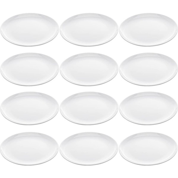 Conjunto De 12 Pratos De Melamina Brancos 25,5cm Para Servir Petiscos Restaurantes Lyor