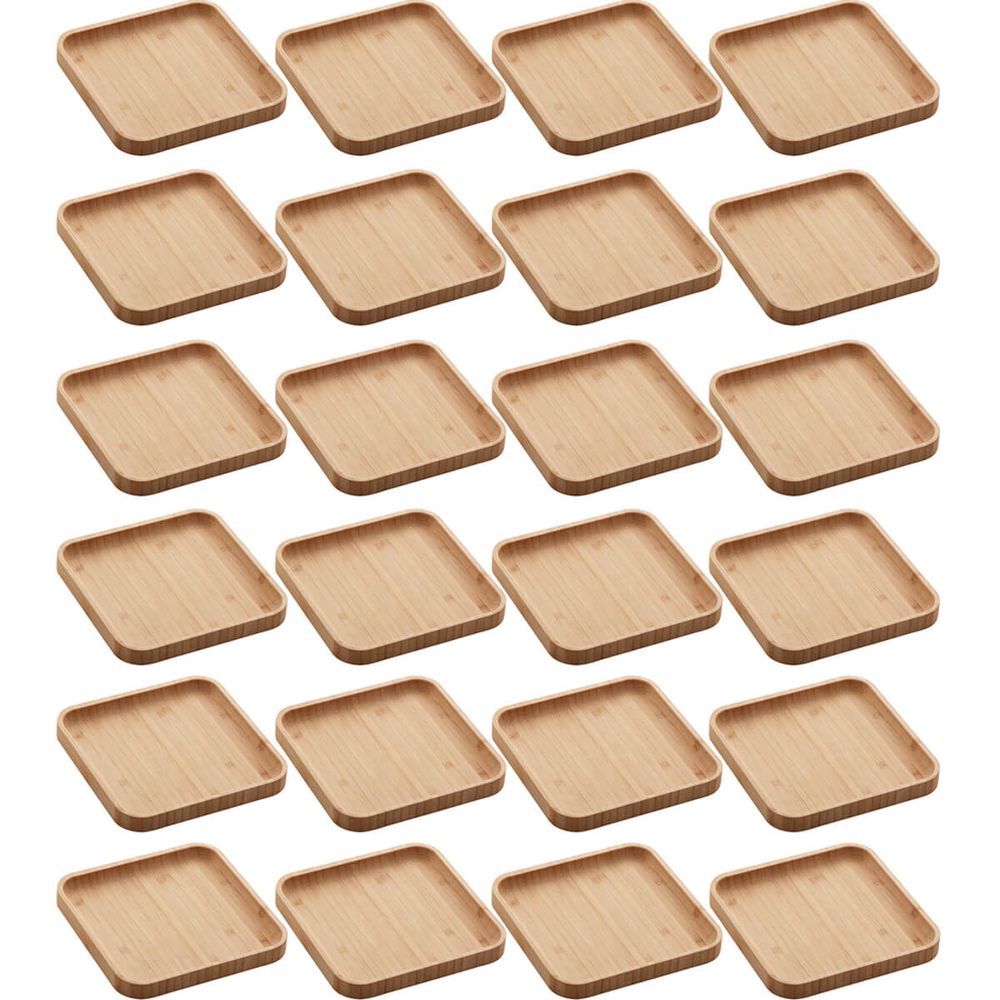 Encontraproduto.com.br - Kit 6 Bandejas De Bambu Squaze Lyor 17x17cm Pratos Quadrados