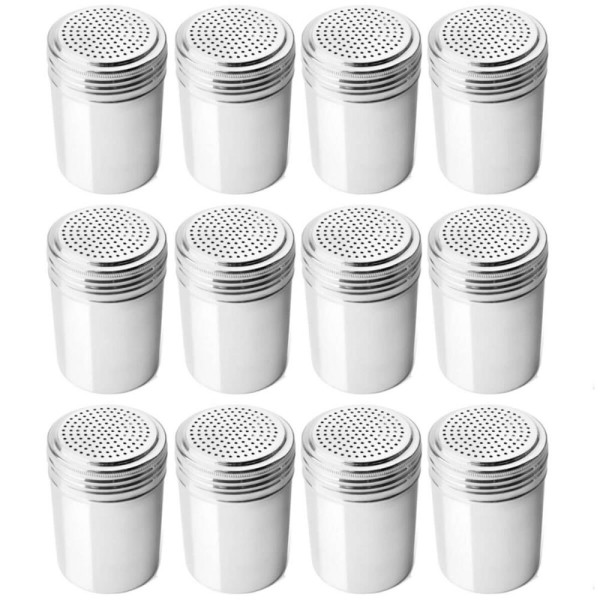 12 Saleiros de Inox Restaurante Lanchonete 230ml Mesa Dosador Plasvale Porta Temperos