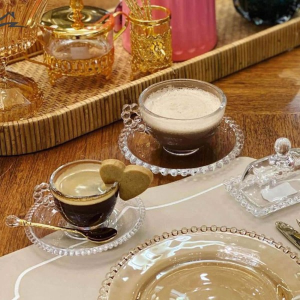 Encontraproduto.com.br - Jogo 12 Xícaras Cristal com Pires 180ml Café Chá Wolff Pearl Incolor Mesa Posta
