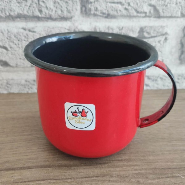 Encontraproduto.com.br - 2 Canecas Xícaras Esmaltadas com Alça 350ml Vermelha Ágata N8 Esmaltados Silva