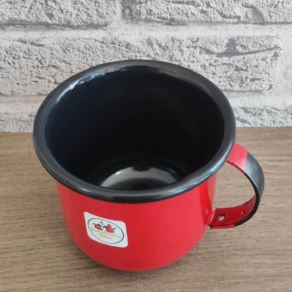 Encontraproduto.com.br - 2 Canecas Xícaras Esmaltadas com Alça 350ml Vermelha Ágata N8 Esmaltados Silva