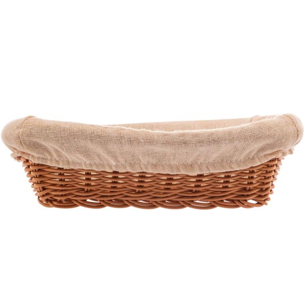 Encontraproduto.com.br - 5 Cestos Porta Pão Plástico Rattan com Forro Lyor 24,5x17cm Folhados Bolo Retangular