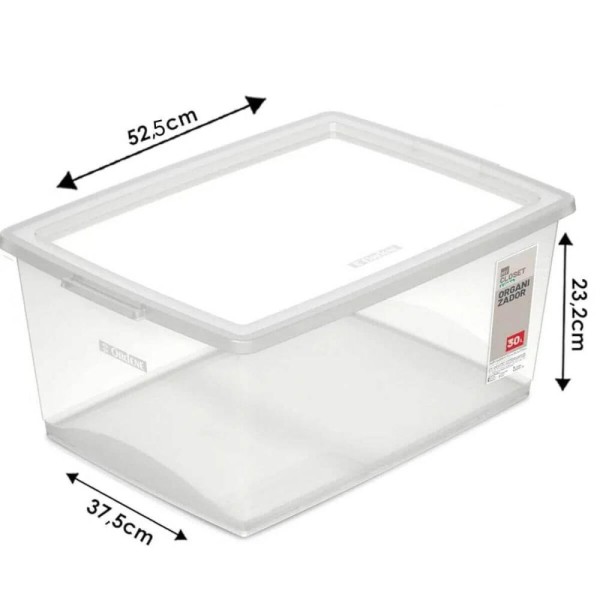 Encontraproduto.com.br - 6 Caixas Organizadoras com Tampa 30L Empilháveis Click Orden