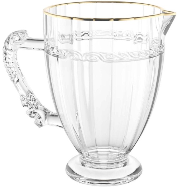 Encontraproduto.com.br - 2 Jarras de Cristal Fio de Ouro 1,3L Lyor Imperial Mesa Posta Servir Bebidas Diversas