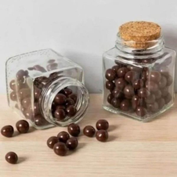 Encontraproduto.com.br - 2 Mini Potinhos Porta Temperos 90ml Lyor com Tampa de Rolha Pote para Lembrancinha