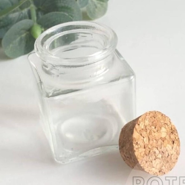Encontraproduto.com.br - 2 Mini Potinhos Porta Temperos 90ml Lyor com Tampa de Rolha Pote para Lembrancinha