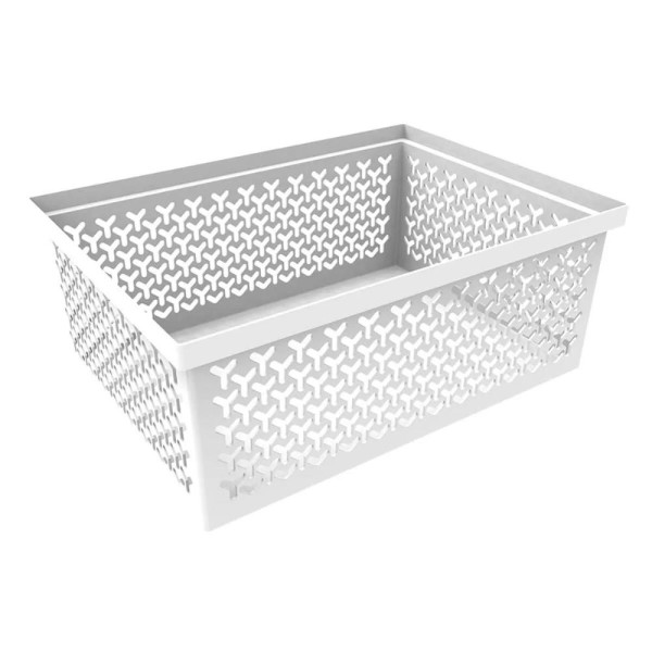 Encontraproduto.com.br - 4 Cestos Organizadores G Crippa Grande Branco Retangular Escritório Closet Banheiro Lavanderia