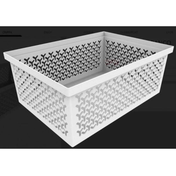 Encontraproduto.com.br - 4 Cestos Organizadores G Crippa Grande Branco Retangular Escritório Closet Banheiro Lavanderia