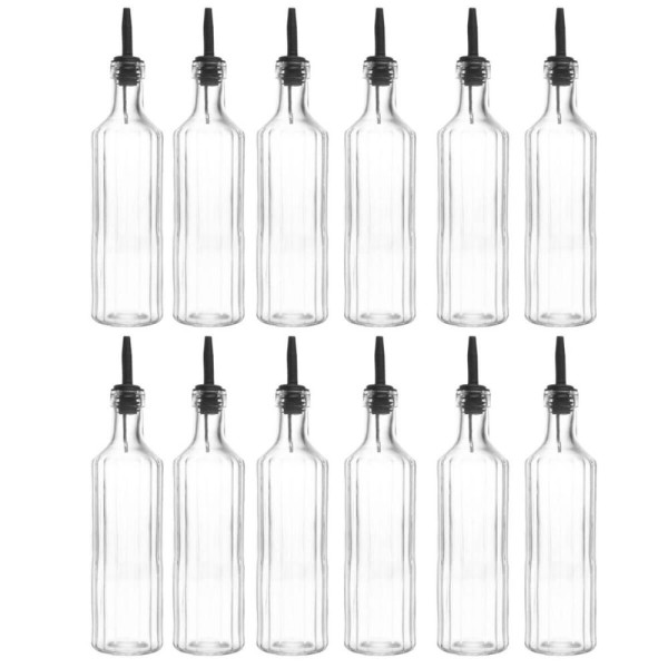 Encontraproduto.com.br - 12 Garrafas de Vidro Lyor 500ml com Bico Dosador Para Azeite ou Vinagre Vegas Transparente