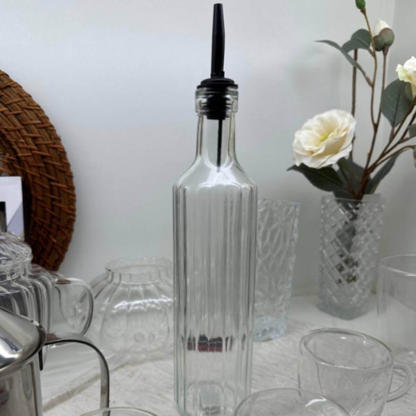 Encontraproduto.com.br - 12 Garrafas de Vidro Lyor 500ml com Bico Dosador Para Azeite ou Vinagre Vegas Transparente