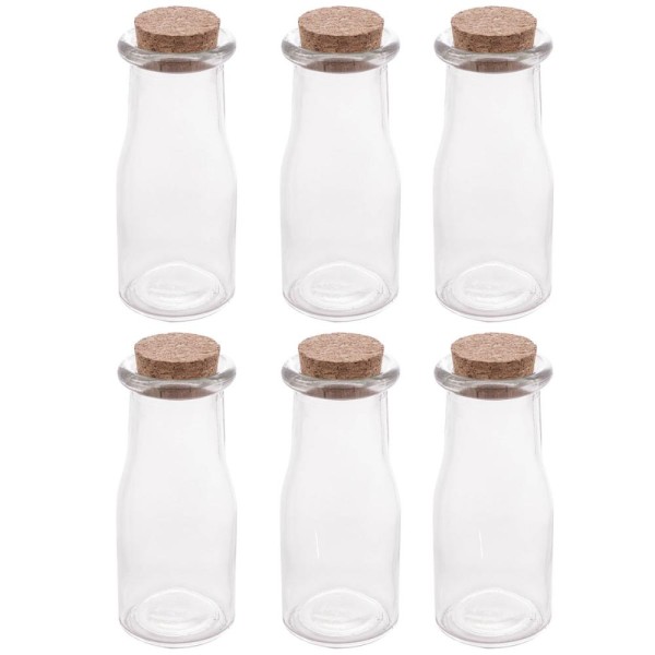 Encontraproduto.com.br - Kit 6 Porta Temperos de Vidro 200ml com Tampa de Rolha Lyor para Decorar e Guardar Especiarias
