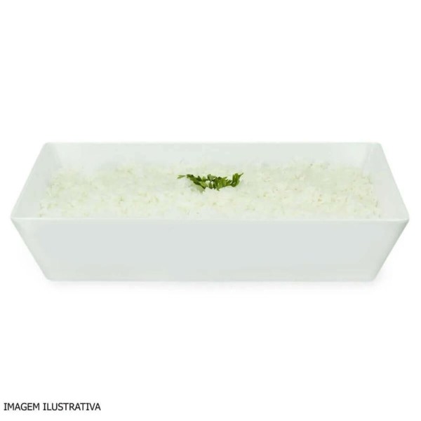 Encontraproduto.com.br - 3 Travessas Retangular Branca 4L Profissional Servir Buffet Melamina Saladas Massas