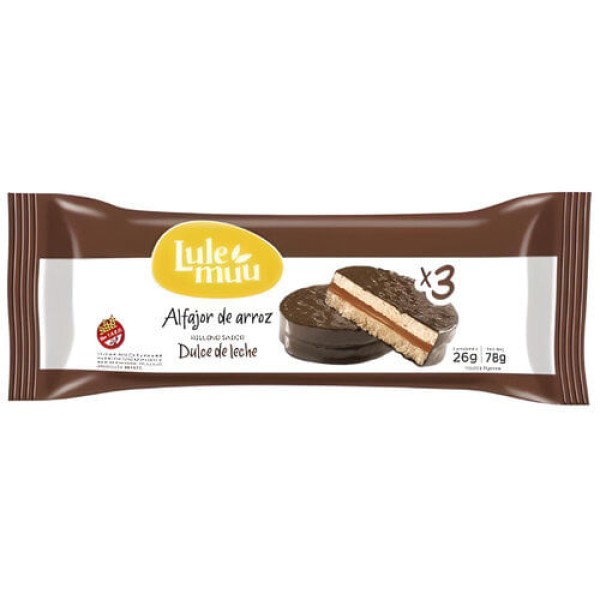 Encontraproduto.com.br - Alfajor de Arroz Lulemuu Doce de Leite c/ Cobertura de Cacau 78g