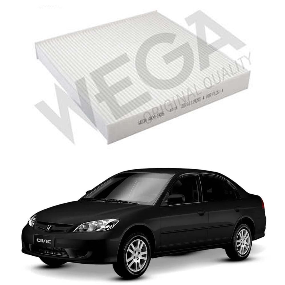 Filtro de Ar Condicionado<br>Honda Accord 2005 em Diante<br>Honda Civic 2006 em Diante<br>Honda CRV 2008 em Diante<br>Honda Pilot 2009 em Diante