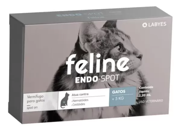 Vermífugo Feline Endospot acima de 5kg Labyes