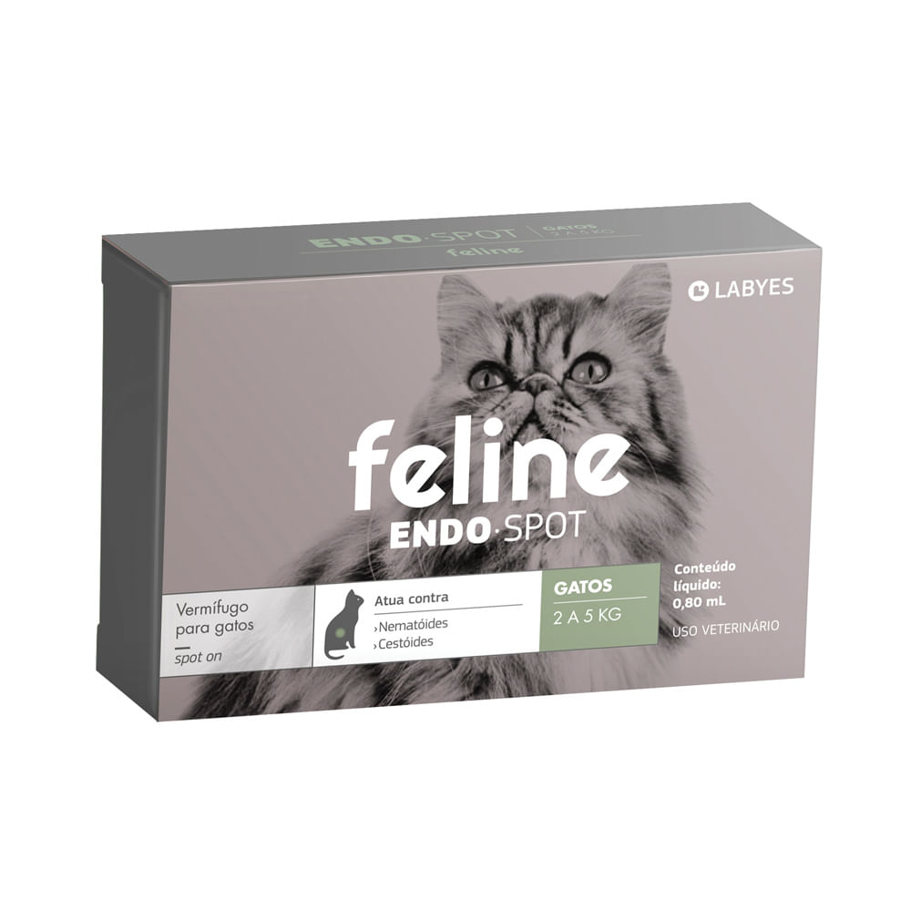 Encontraproduto.com.br - Vermífugo Labyes Feline Endospot para Gatos de 2 a 5kg