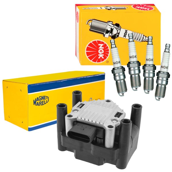 Encontraproduto.com.br - Kit Ignição Vela Bobina Gol G4 G5 G6 G7 2005 a 2021 Ngk Magnetti Marelli