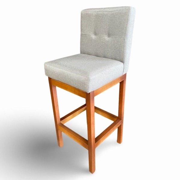 Encontraproduto.com.br - Banqueta Alta C- Encosto Tokio Linho Cinza Claro G2home