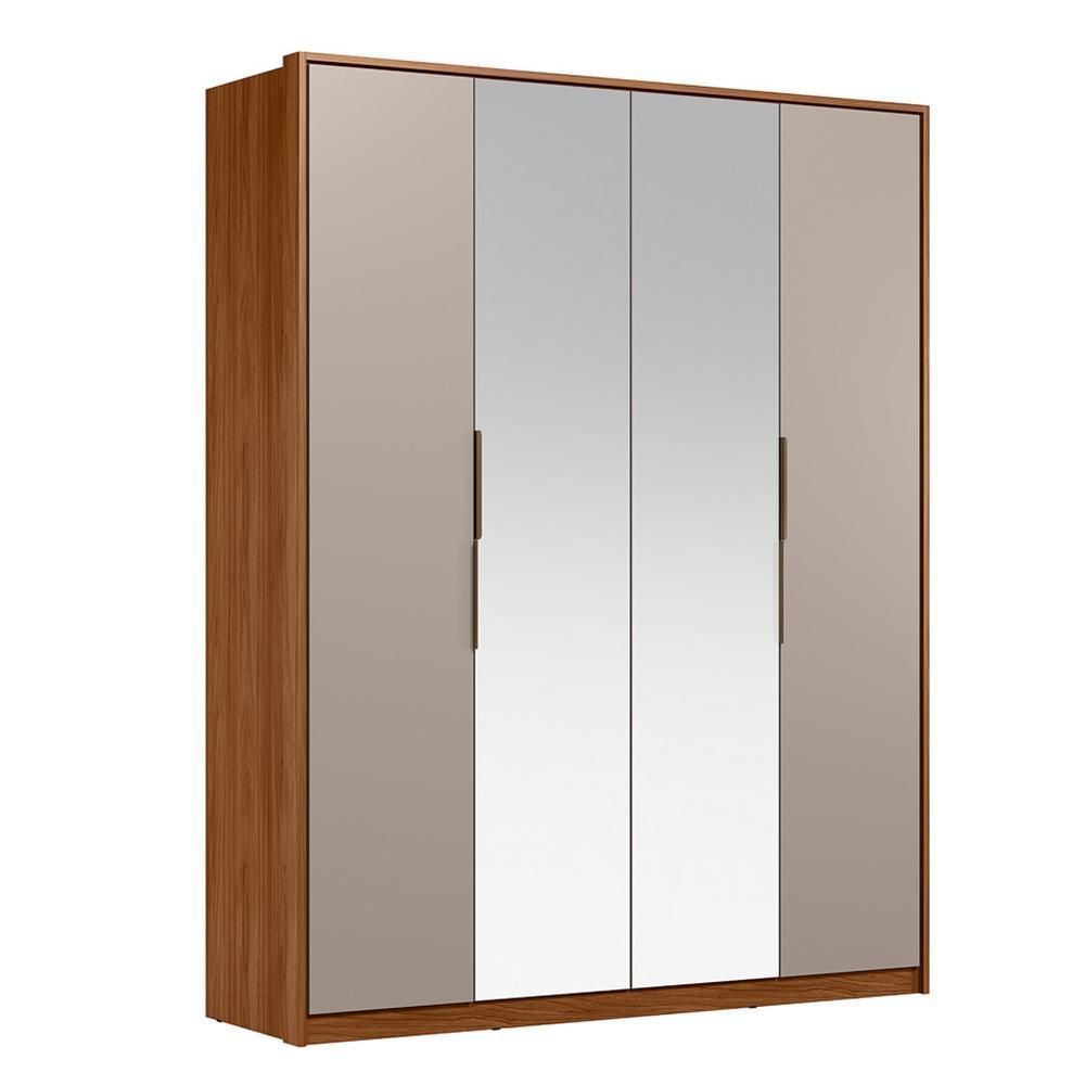 Encontraproduto.com.br - Guarda Roupa Casal Attore 4 Portas Nogueira-nude Prime Tx Com 2 Espelhos - Demartêz Nogueira-nude Prime Tx