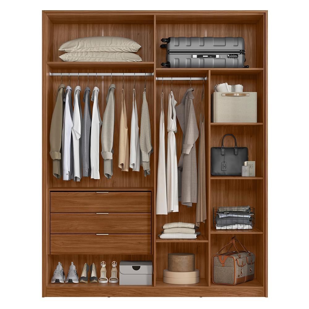 Encontraproduto.com.br - Guarda Roupa Casal Attore 4 Portas Nogueira-nude Prime Tx Com 2 Espelhos - Demartêz Nogueira-nude Prime Tx